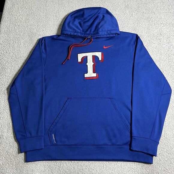 Texas Rangers Hoodie Mens XL Blue Nike Therma-Fit Sweatshirt Baseball MLB - Picture 1 of 14